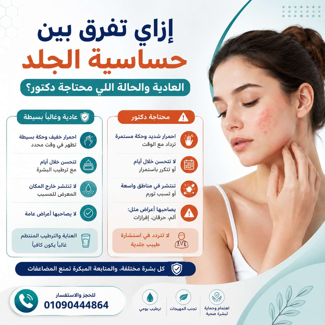 أعراض حساسية الجلد والعلامات التي تحتاج إلى زيارة دكتور جلدية